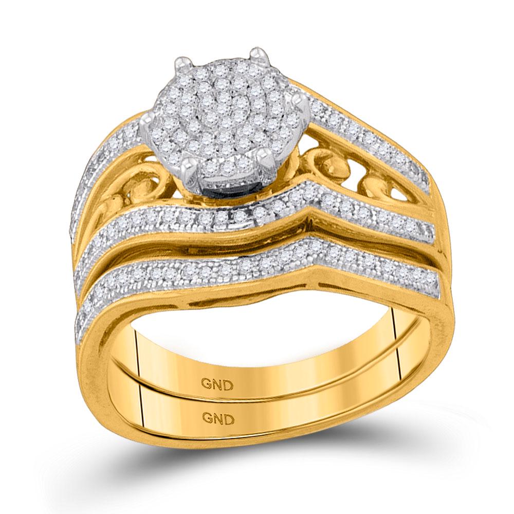 1/10 cttw, G-H,I2-I3 3 Diamond Wedding Band in 10K Yellow Gold Size-5.75 1/10 cttw, G-H,I2-I3 3 Diamond Wedding Band in 10K Yellow Gold Size-5.75